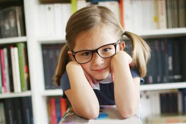 child wearing glasses
