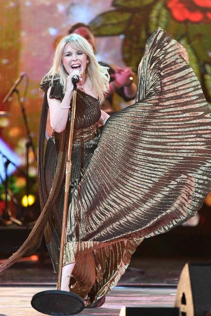 Kylie Minogue performing at Queen's birthday concert