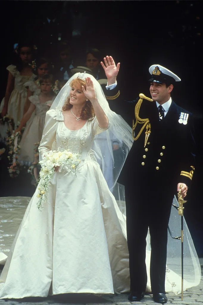 Sarah Ferguson and Prince Andrew on their wedding day