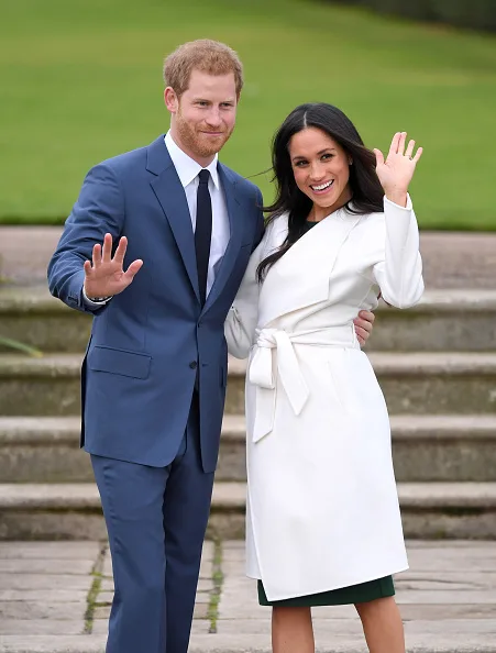 Portrait of Prince Harry and Meghan in Windsor as princess Eugenie marries