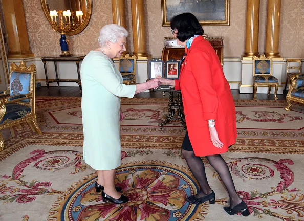 Queen Elizabeth II meets Lieutenant Governor of British Columbia Janet Austin during an audience at Buckingham Palace