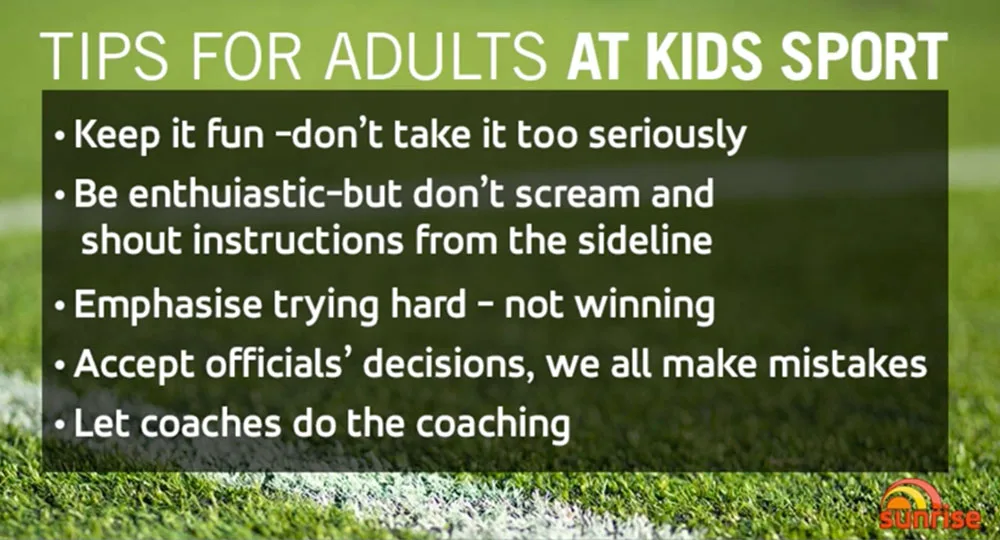 Some tips for adults as kids' sport