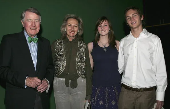 Harriet Wran (third from left) is pictured with her parents and a friend in 2005