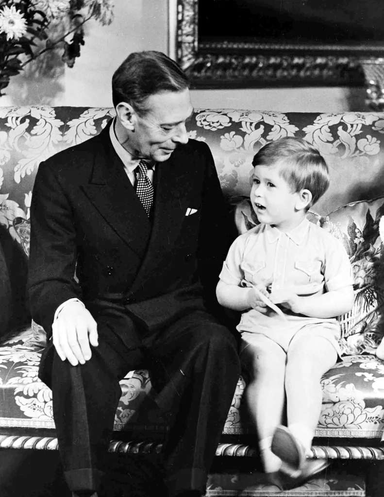 King George VI, pictured with his grandson, Prince Charles, on his third birthday at Buckingham Palace, was remembered in the Queen’s Christmas Day broadcast