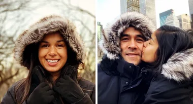 Home & Away stars James Stewart and Sarah Roberts kiss in NYC