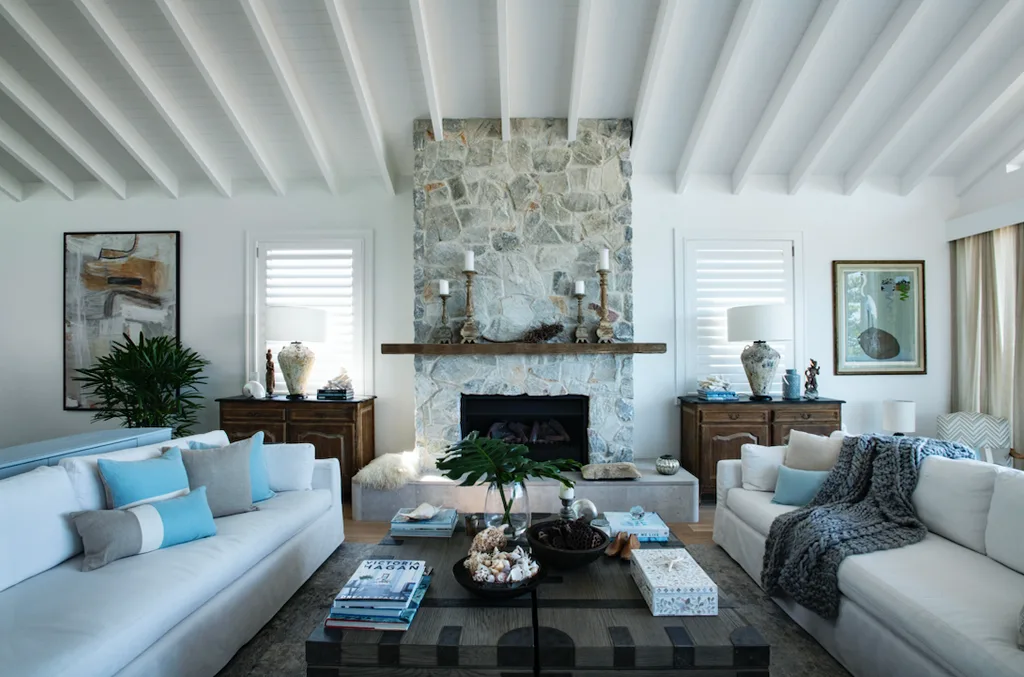 The welcoming lounge room with fireplace centrepiece