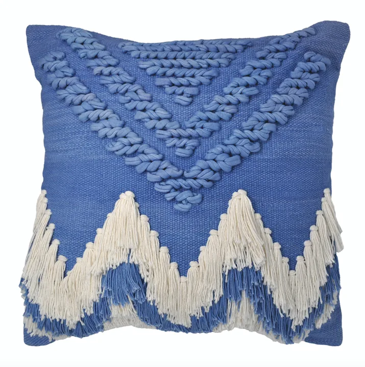 Bluebell fringe cushion by Langdon Ltd available from Cranmore Home