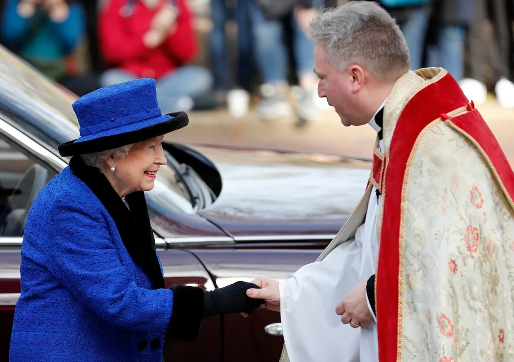 The Queen in Royal blue tweed