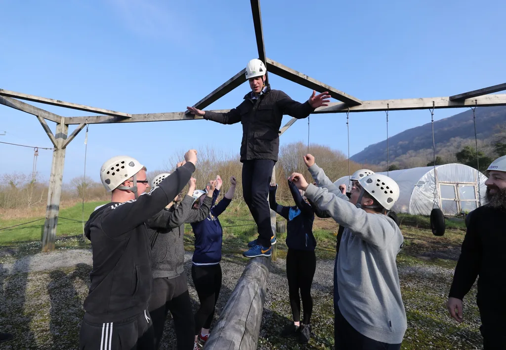 The Duke and Duchess on an obstacle course