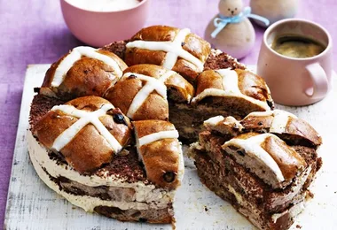 Mocha Hot Cross Bun Layer Cake