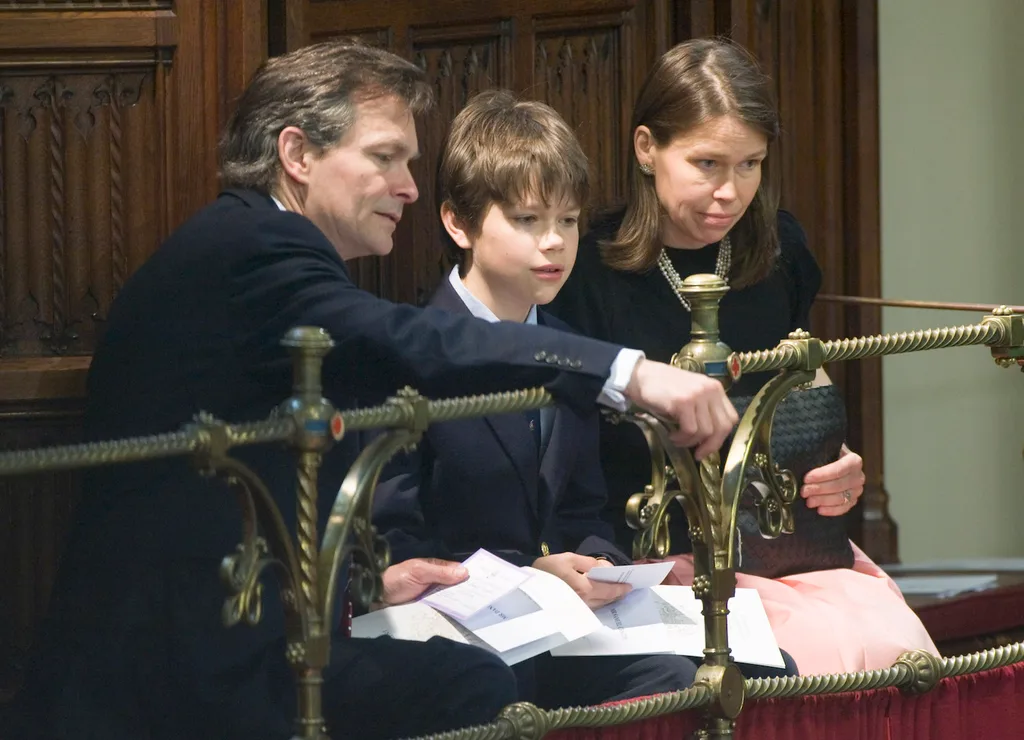 Lady Sarah Chatto with husband Daniel and son Arthur in 2010