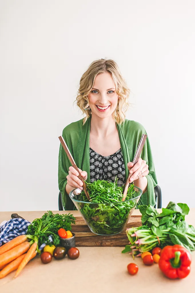 Woman making a salad