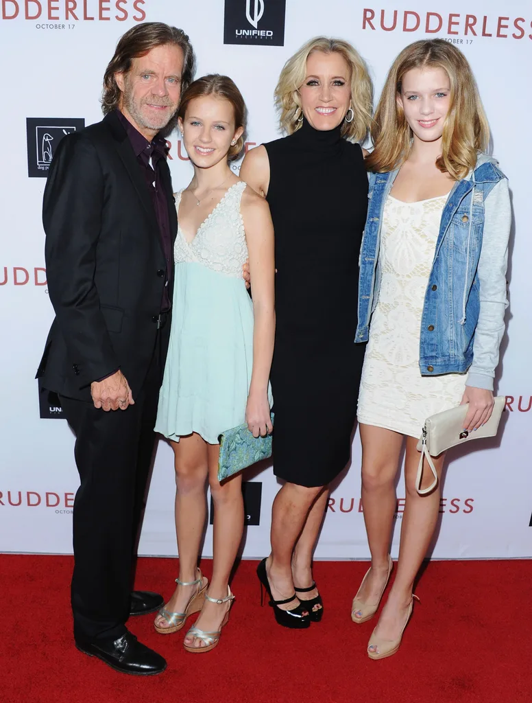 Felicity Huffman and William H. Macy with their daughters.