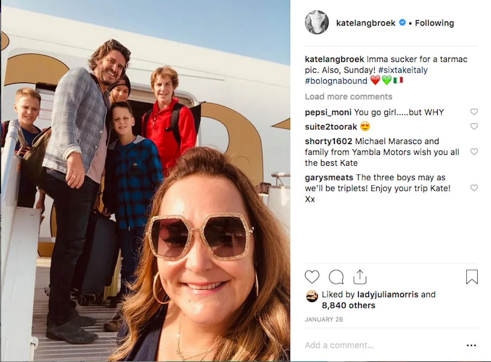 Kate Langbroek injury husband holiday Italy