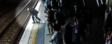 WATCH: Terrifying moment an elderly man tumbles over train tracks in Rhodes