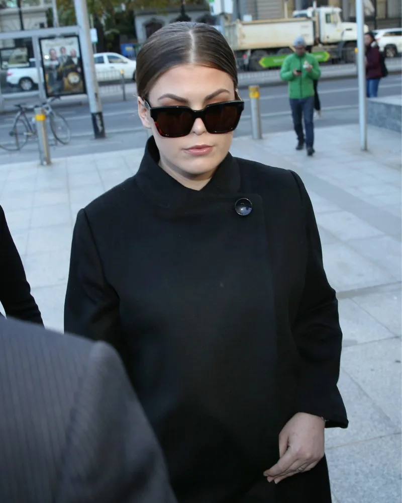 belle Gibson arrives at court