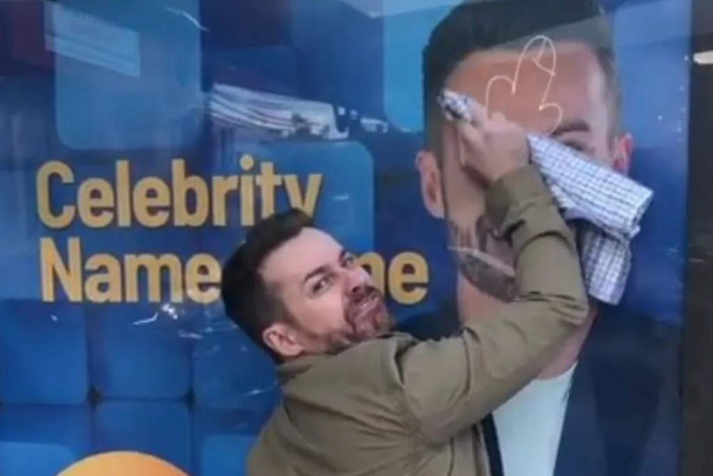 Grant Denyer at the scene of the crime.