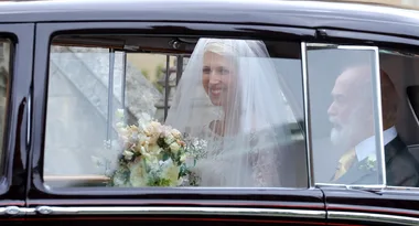 FIRST PICS: Royal bride Lady Gabriella Windsor arrives to wed Thomas Kingston