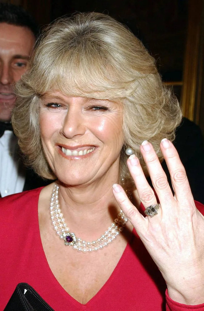 Camilla shows off her engagement ring during a party at Windsor Castle