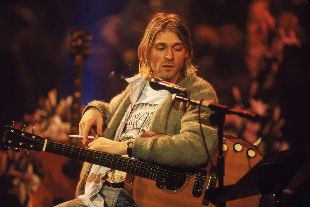 Kurt Cobain sings at MTV's Unplugged session in November 1993
