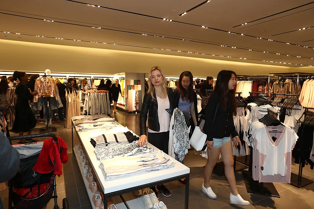 Girls walking through a Zara store in Aukland, NZ