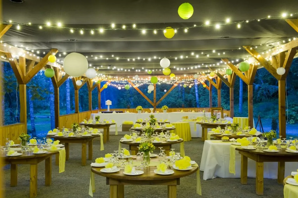 Indoor wedding venue at bluehour