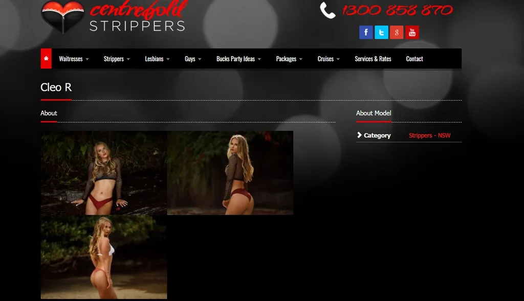 Rachael's pictures also appear on Centrefold Strippers