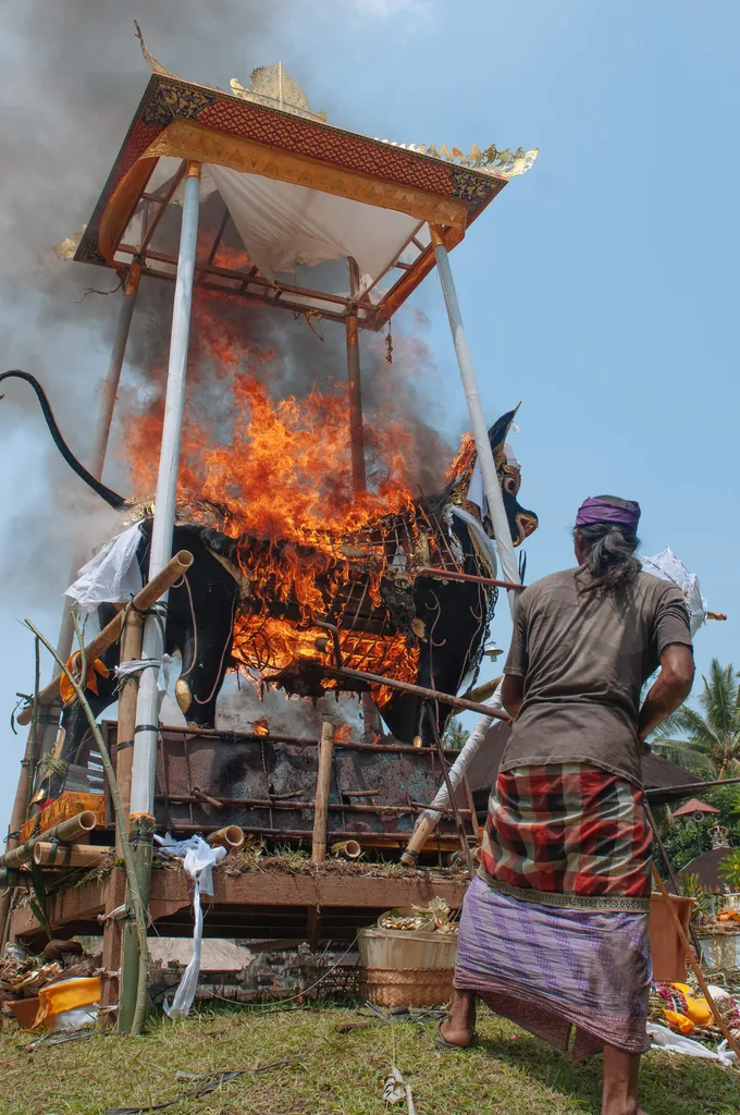 A Balinese Hindu Ngaben Cremation Ceremony otherwise known as a Ngaben