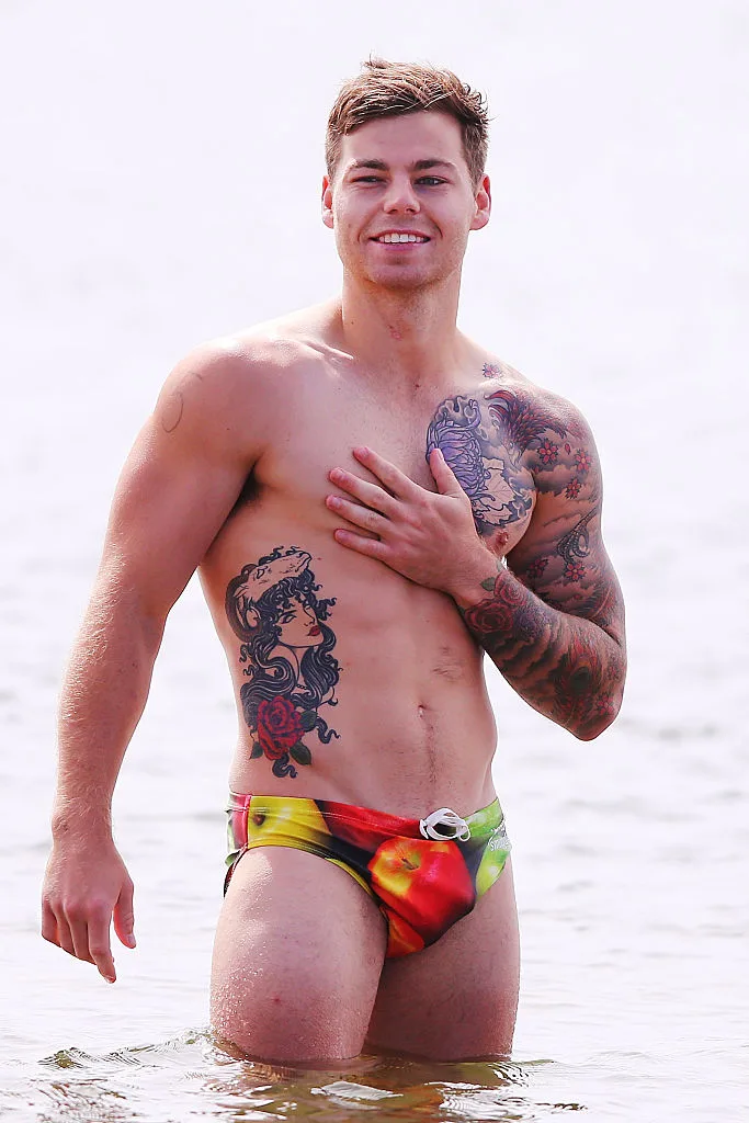 Footballer Jamie Elliott in the ocean