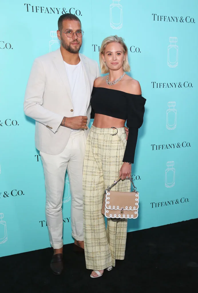 Buddy Franklin with Lance Franklin at the Tiffy & Co Tiffany Fragrance Launch