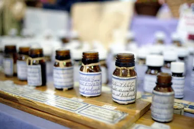 Bottles of essential tea tree oil