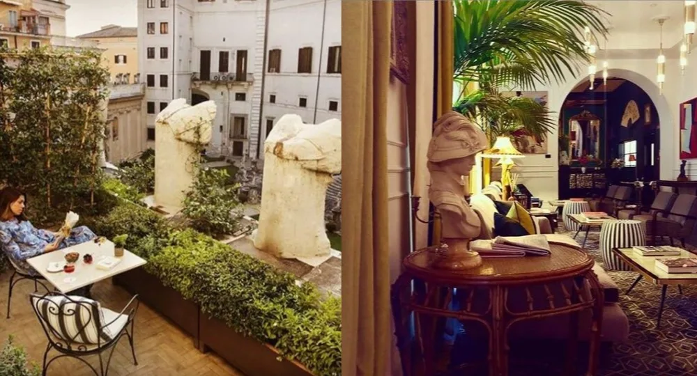 Inside Hotel Vilon, Rome.