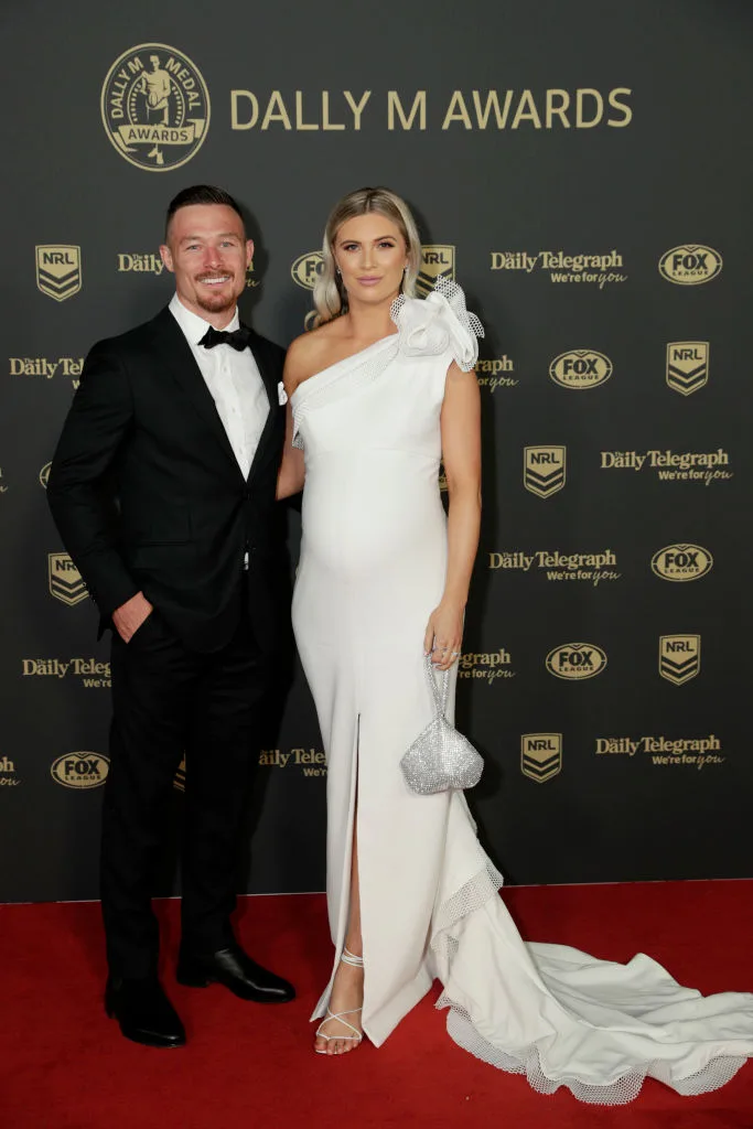 Damien Cook and his wife Courtney at the 2019 Dally M Awards