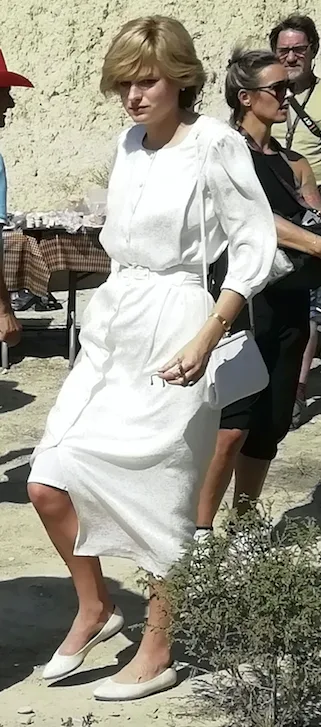 First photos of Josh O'Connor and Emma Corrin playing Charles and Diana in season four of The Crown. Josh and Emma were spotted filming the Netflix hit in Almeria, Spain, on September 29, 2019.