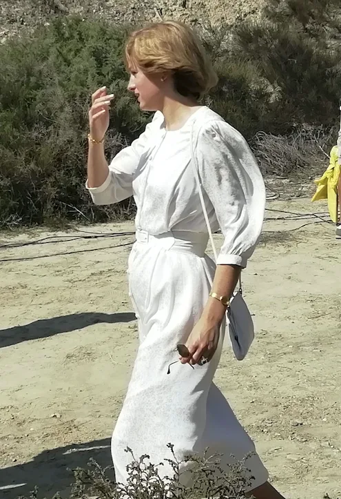 First photos of Josh O'Connor and Emma Corrin playing Charles and Diana in season four of The Crown. Josh and Emma were spotted filming the Netflix hit in Almeria, Spain, on September 29, 2019.