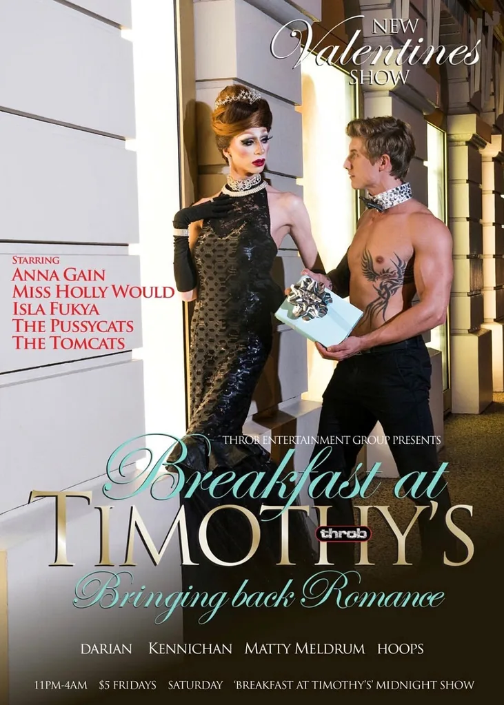 The Bachelorette’s Ciarran Stott was once a performer at Throb (a popular gay nightclub in Darwin).