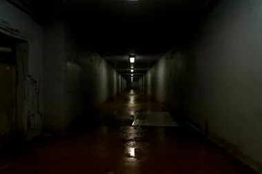 A dark, scary and wet hallway