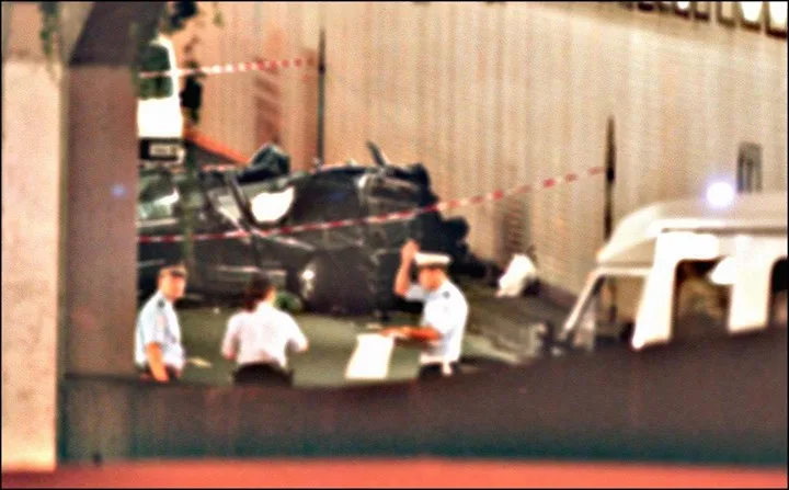The crash scene of Princess Diana in Paris