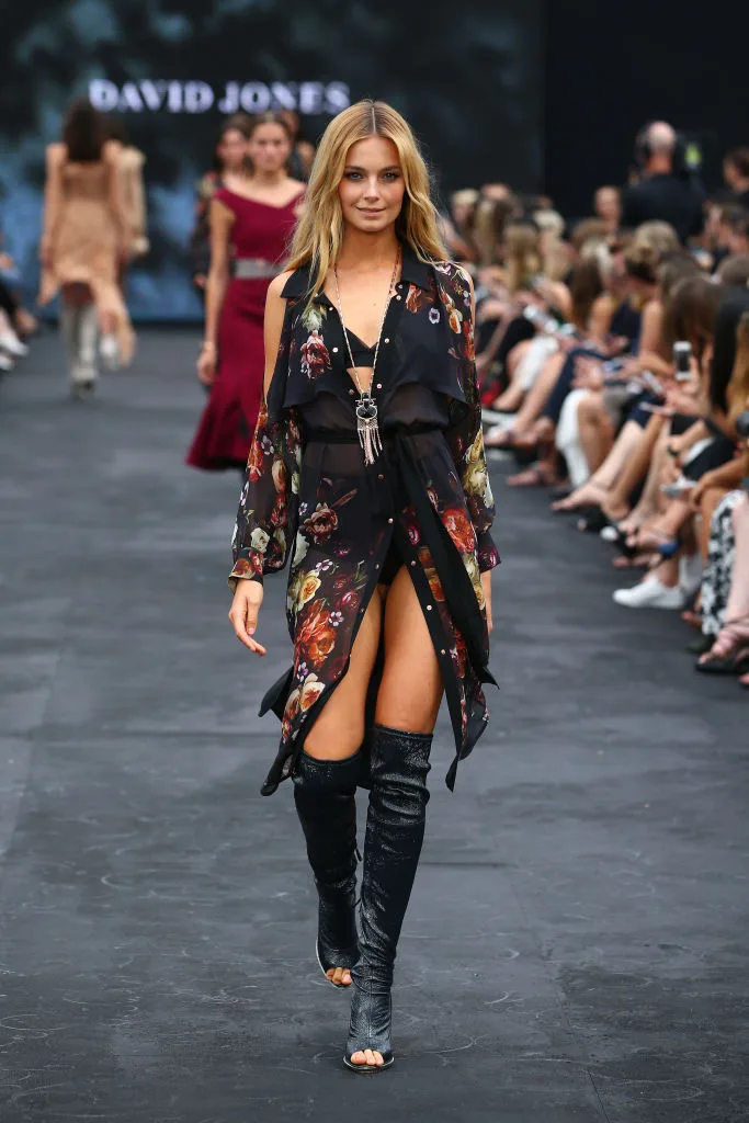 Bridget Malcolm walking along the runway at the David Jones Autumn Winter 2017 Collections Launch