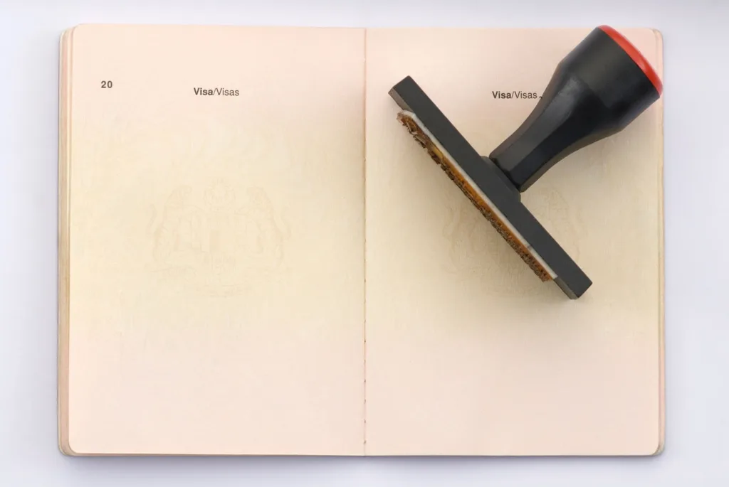A passport with a stamp