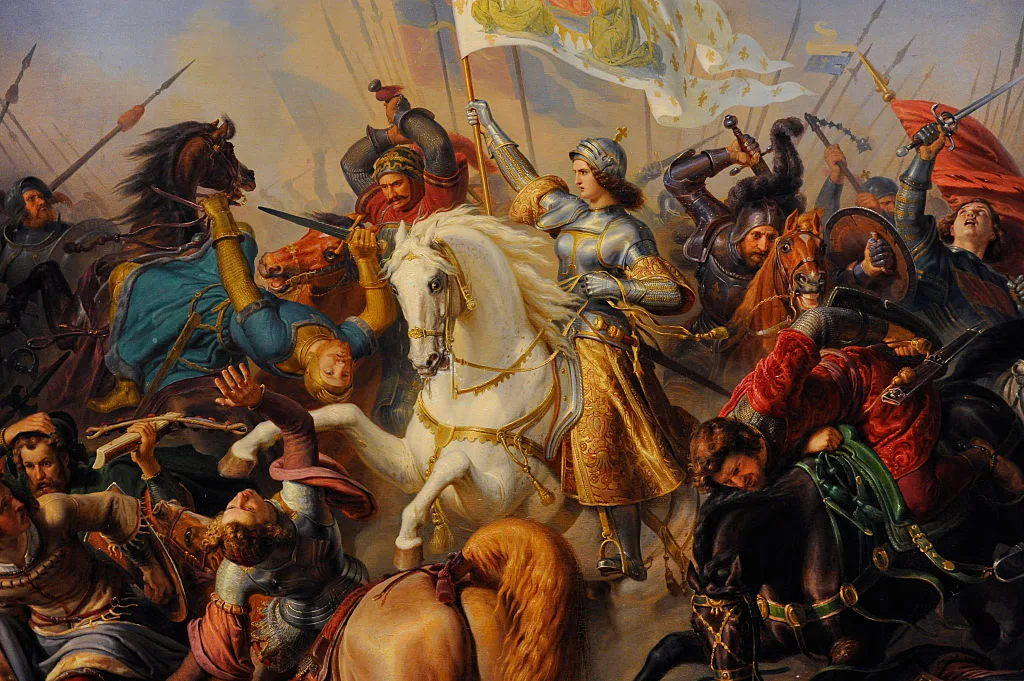 A painting by German artist Hermann Anton Stilke that shows Joan of Arc in battle