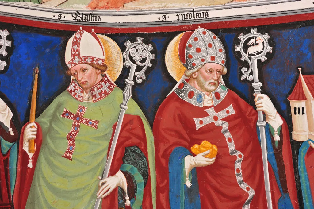 A portrait illustration of Saints Blaise and Nicholas