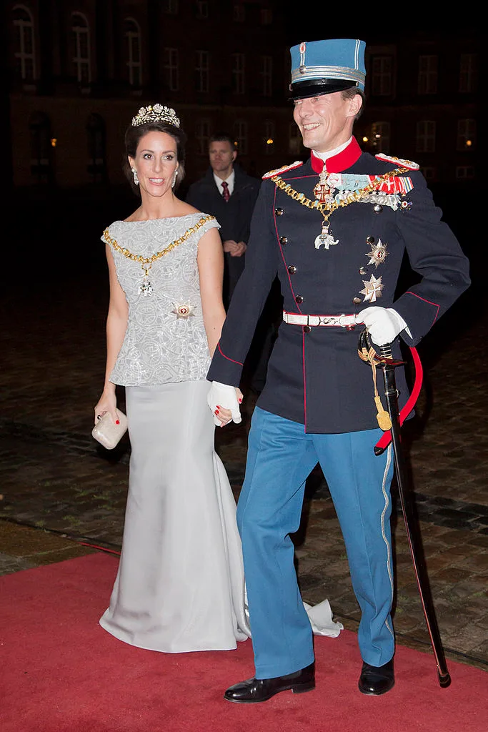 Prince Joachim and Princess Marie of Denmark arriving at the Traditional New Year's Banquet