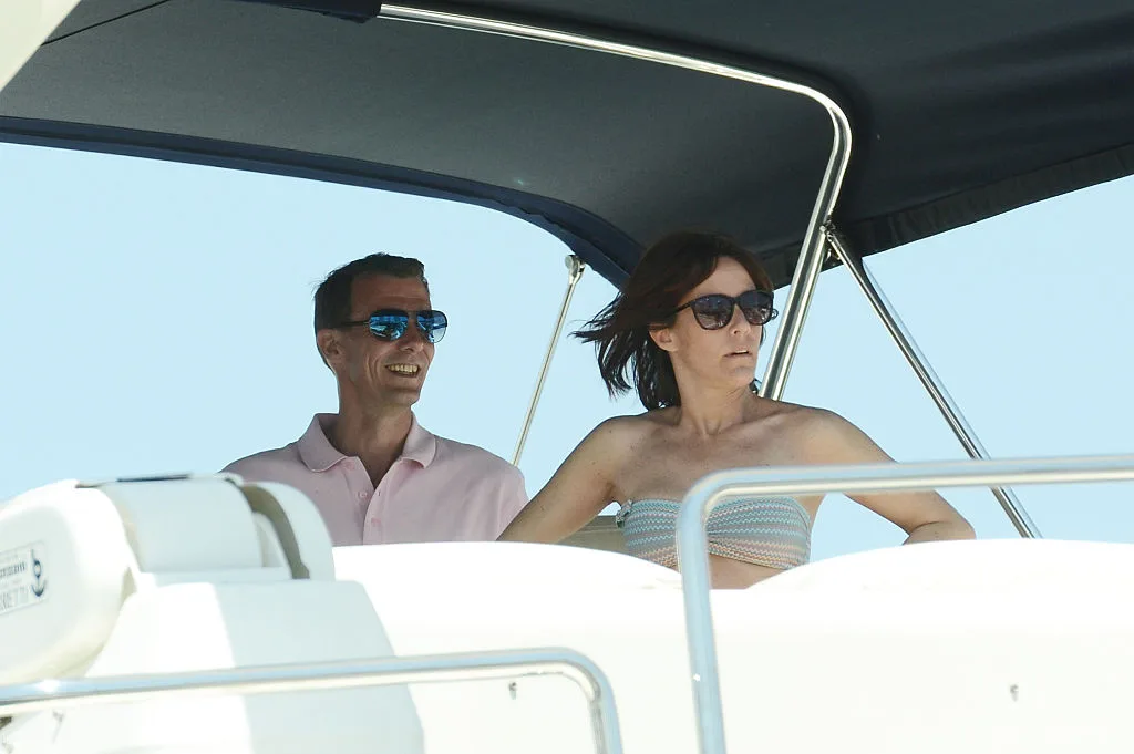 Prince Joachim of Denmark and the Princess Marie of Denmark pictured on a boat