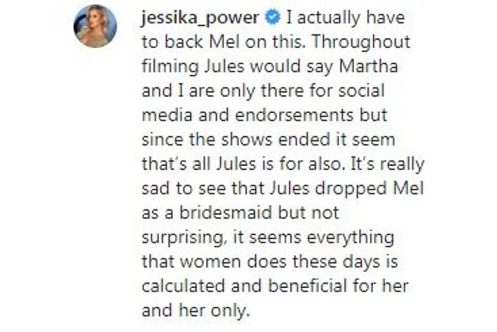 Jessika Power Jules Robinson Instagram attack