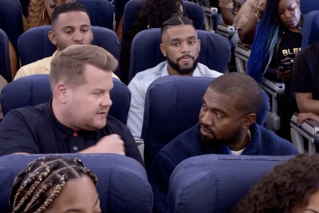 James Corden joins Kanye West for airpool karaoke on Late Late Show