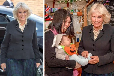 Camilla cuddles baby