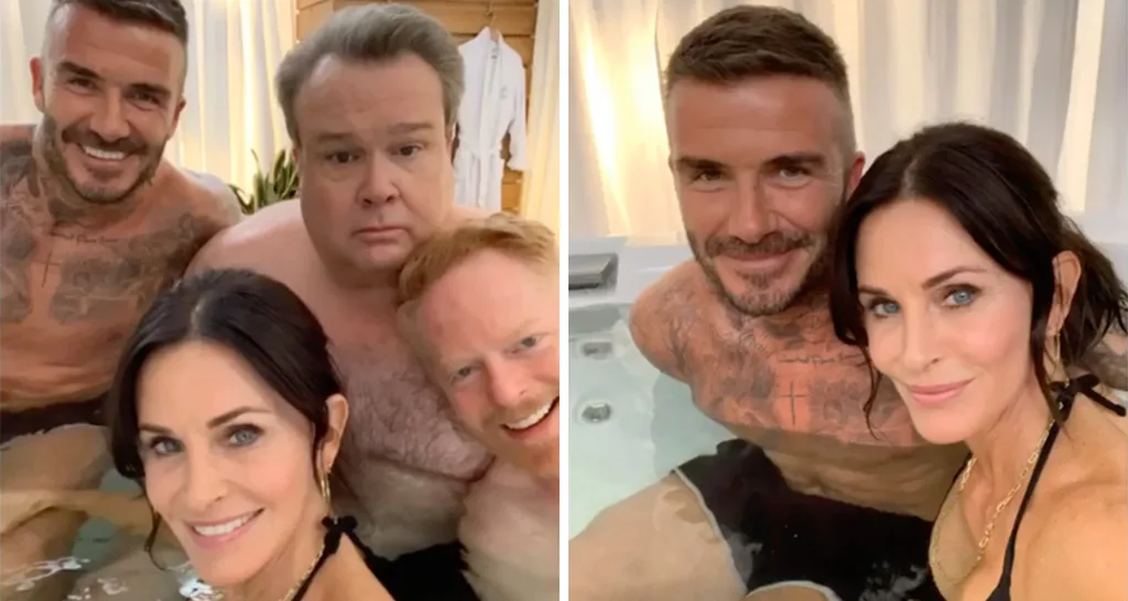 Courteney Cox David Beckham hot tub Modern Family