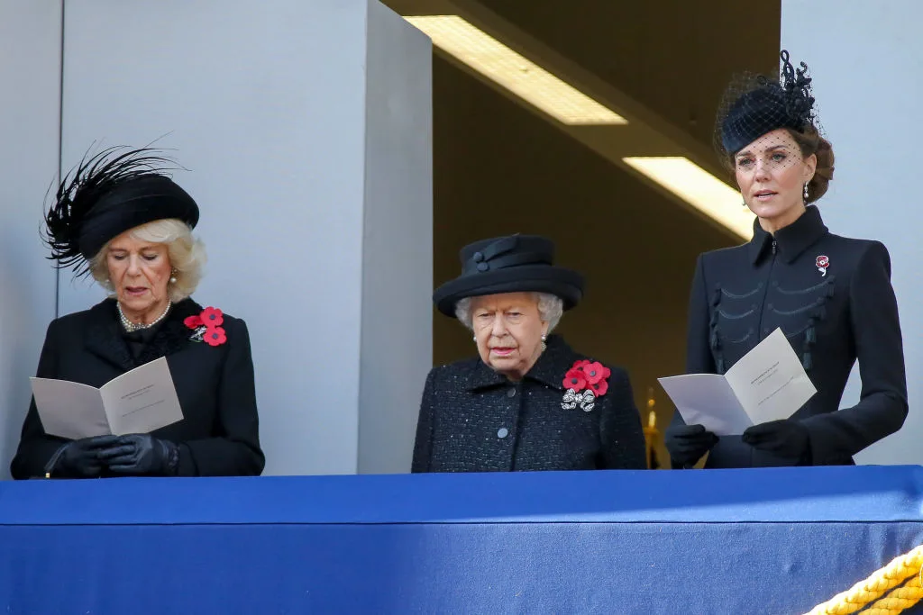 Camilla and the Queen and Kate at the the annual Remembrance Sunday memorial at The Cenotaph