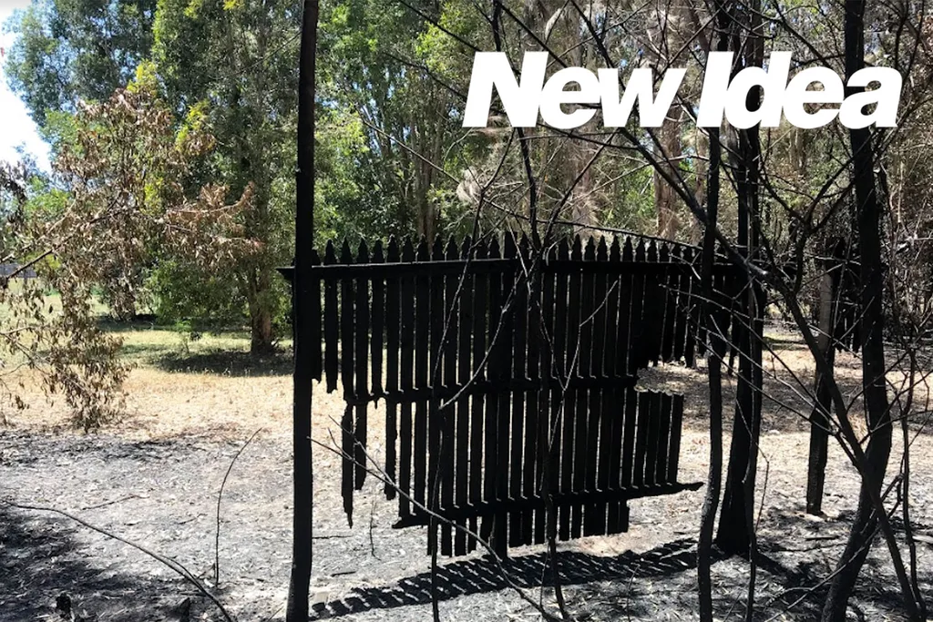 Burnt fence in Queensland bushfire